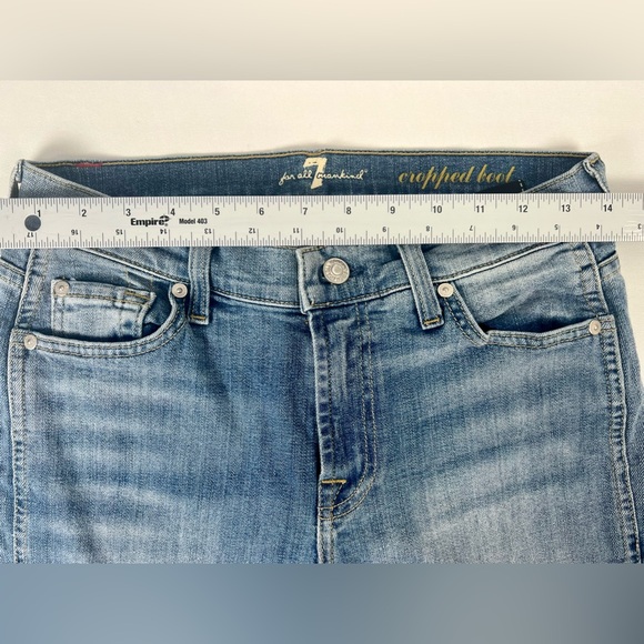 7 for all Mankind Cropped Boot cut Jeans Size 27 frayed edge - Picture 8 of 8